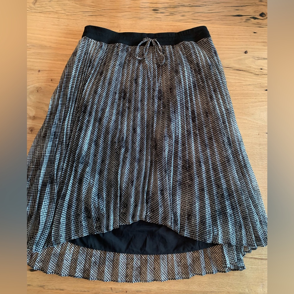 Halogen High Low Pleated Skirt‎ Black White Check Women’s L Preloved